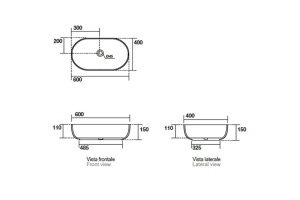 Kerasan Nolita Раковина накладная 60х40 см, без отв под смеситель, цвет черный матовый - 2