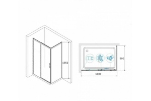 Душевой уголок RGW Leipzig LE-41-1B 100х90 профиль черный стекло прозрачное - 3