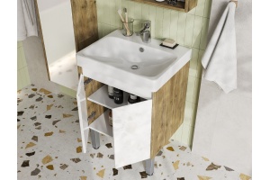 Комплект мебели Aquaton Сканди Doors 55 Белый глянец Дуб рустикальный - 3