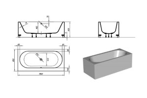 Ванна из литьевого мрамора Kolpa San Atys 180х85 белая - 3