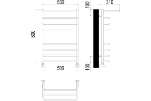 Водяной полотенцесушитель Terminus Арктур П8 500х800 с полкой Хром - 3