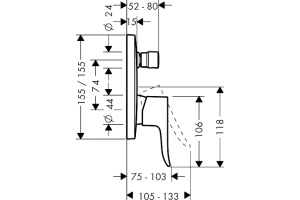 Смеситель Hansgrohe Metris 31454000 для ванны с душем - 2
