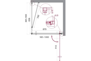 Душевой уголок BelBagno Marmi 100х90 профиль хром стекло прозрачное - 3