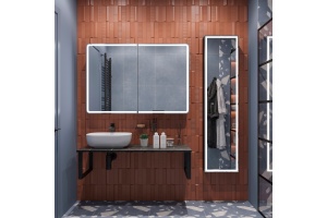 Мебель для ванной DIWO Элиста 120 чёрный мрамор, с раковиной Moduo 50 Square (комплект, гарнитур)