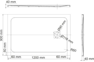 Поддон для душа Wasserkraft Rhin 44T07 120x90 - 2