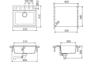 Мойка кухонная Schock Nemo 60 (N-100) оникс - 3