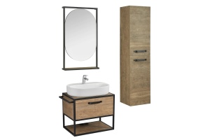 Комплект мебели Aquaton Лофт Фабрик 65 с раковиной Одри 62 темное дерево