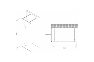 Душевая перегородка Abber Immer Offen 100 черная стекло прозрачное - 2