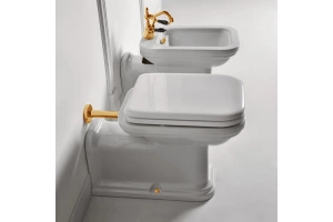 Сиденье для унитаза Kerasan Waldorf с системой микролифт, белый / золото (418701) - 2