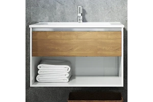 Комплект мебели Sanvit Контур 75 белый глянец - светлое дерево - 2