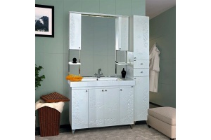 Тумба с раковиной Misty Вирджиния Бабочка 105 белая фактурная