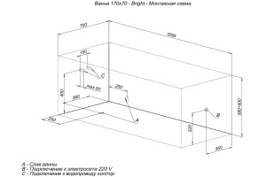 Акриловая ванна Aquanet Bright 170x70 - 2