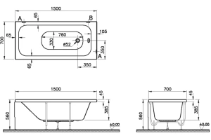 Ванна акриловая VitrA Optimum Neo 150х70 белый - 2