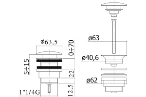 Донный клапан для раковины Paffoni ZSCA050ST - 2