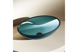 Раковина накладная прозрачная ABBER Kristall AT2802Aquamarin бирюзовая