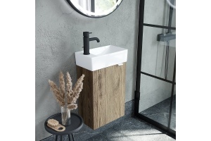 Тумба под раковину подвесная левая Sancos Mini 37 светлое дерево - 3