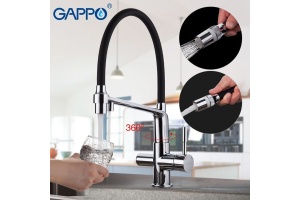 Смеситель для кухни Gappo черный хром - 2