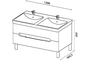 Тумба под раковину SanVit Форма 120 двойная белый глянец - 3