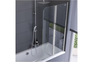 Шторка на ванну Excellent Fliper 80х140 профиль хром стекло прозрачное - 2