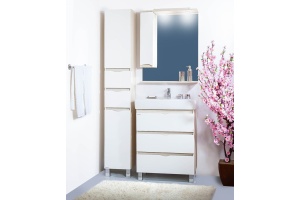 Зеркало-шкаф Бриклаер Токио 70 L светлая лиственница, белый глянец - 2