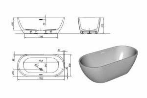 Акриловая ванна Kolpa San Dalia 170х80 черно-белая - 3