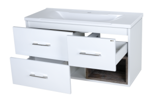 Тумба с раковиной Misty Фетта 100 белая - темное дерево - 2