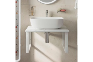 Столешница с раковиной DIWO Элиста 60 белый мрамор, с раковиной Moduo 50 Square