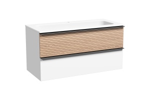 Тумба под раковину Sancos Delta 99х44 белая - светлое дерево