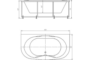Акриловая ванна Акватек Мелисса 180x95 вклеенный каркас - 2