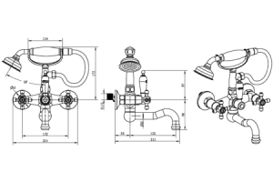 Смеситель для ванны Boheme Tradizionale золото с черными кристаллами Swarovski - 3