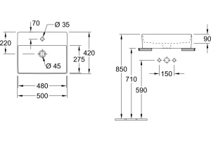Раковина Villeroy & Boch Memento 2.0 4A075001 50x42 см - 2