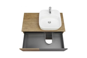 Тумба с раковиной Одри 42 Aquaton Терра 85 светлое дерево-серый - 3
