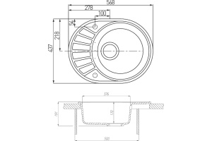 Мойка кухонная AQUATON Чезана серый шелк - 3