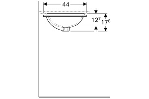 500.760.01.2 Geberit VariForm Раковина с установкой под столешницу прямоугольной формы, Т1=45х35 см, без отв. под смеситель, с отв. перелива - 3