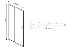 Душевая дверь в нишу Vincea Garda 140х190 профиль сталь стекло прозрачное - 3