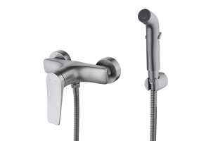 Смеситель Lemark Bronx LM3718GM настенный с гигиеническим душем, графит