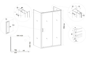 Душевой уголок Veconi Rovigo RV-046B 140x100, черный - 3
