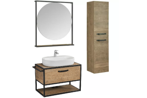 Комплект мебели Aquaton Лофт Фабрик 80 с раковиной Одри 62 темное дерево 