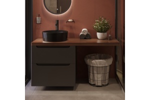 Тумба с раковиной STWORKI Берген 60 серая с темной столешницей 122, Bocchi Vessel 1174-004-0125