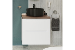 Тумба с раковиной STWORKI Берген 60 белая с темной столешницей, BOCCHI Vessel черная