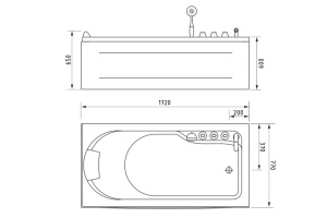 Гидромассажная ванна Gemy  172x77 см (G9006-1.7 B R) - 3