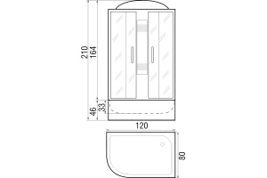 Душевая кабина с поддоном River Nara 120/90/44 MT R (10000003642) - 3