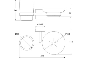 Подстаканник и мыльница, матовое стекло, латунь,  Edifice, IDDIS, EDIMBG0i57 - 2