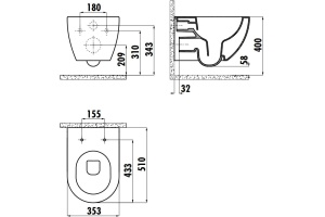 Унитаз подвесной Creavit Free FE322.20100 базальт, сиденье микролифт - 3