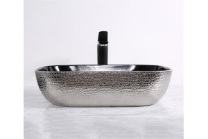 Раковина накладная CeramaLux NC 46 см черный/серебро (D1333H020) - 2