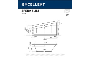 Акриловая ванна Excellent Sfera Slim 170х100 левая белая золото с гидромассажем - 3