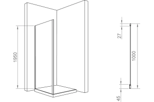 Боковая стенка RGW Z-050-2 100х195 профиль хром стекло прозрачное - 3