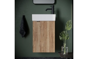 Тумба под раковину подвесная правая Sancos Mini 37 светлое дерево - 2