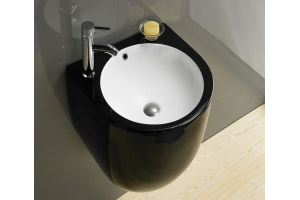 Раковина подвесная CeramaLux N 49 см черный/белый (500FBW)