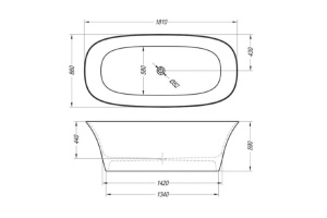 Ванна из литьевого мрамора Kolpa San Blanche 180х85 черно-белая - 3